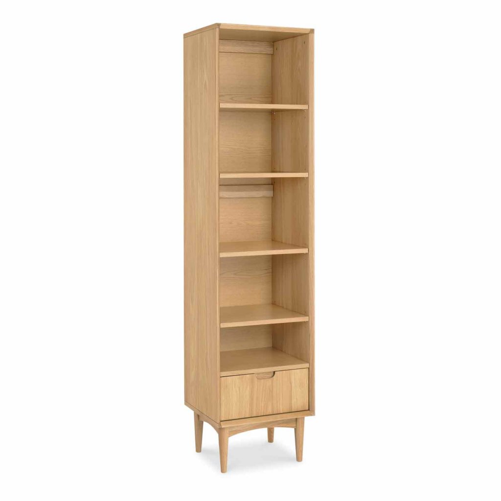  carnaby walnut narrow bookcase £ 435 £ 375 this narrow bookcase is